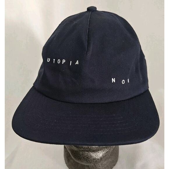 RARE Utopia Now Brand Hat Cap Navy Blue With white letters Made in USA Men's